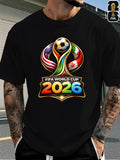 [FIFA World Cup Licensed] 1pc 2026 World Cup FIFA Football-Themed Printed Men'S Short-Sleeve T-Shirt, Perfect for Summer Outings And Stylish Outdoor Apparel, Suitable for Both Men And Women, Great As Birthday Gift, Present for Friends Family