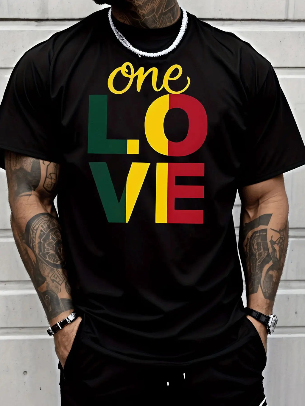 Trendy Casual Wear T-Shirt for Men Featuring a Classic One LOVE Graphic Print