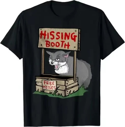 Fresh NEW LIMITED Funny Angry Cat Memes Hissing Booth Free Hisses Kitten Lover T-Shirt Harajuku  T Shirts for Men Oversized