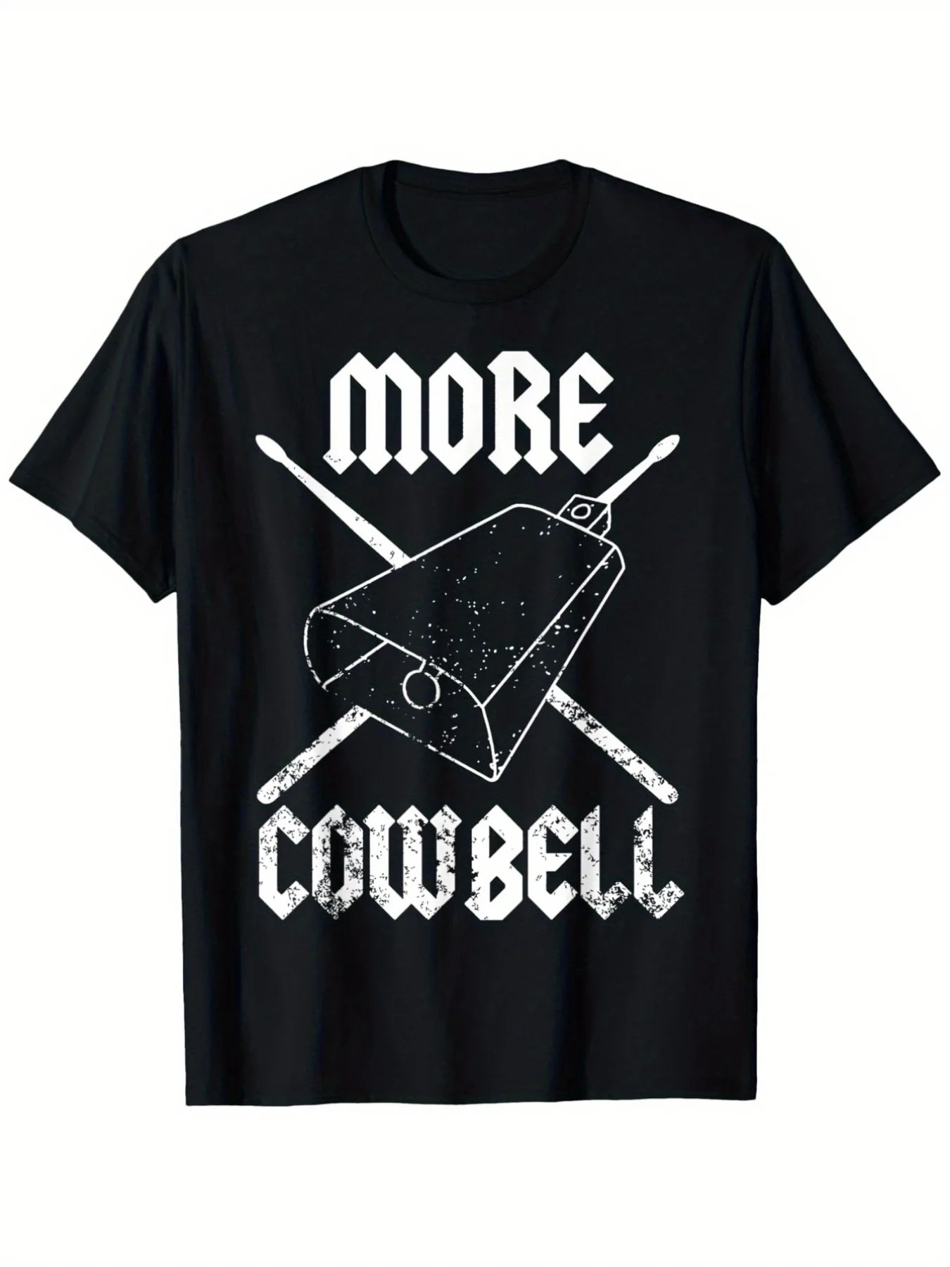 Vintage More Cowbell Drummer Graphic T-Shirt | 220gsm Heavyweight, Loose Fit Unisex Tee with Distressed Typography and Drumsticks Design, Casual Rock Band Shirt for Men and (S-XXXL), Music Fan Apparel | Graphic Drummer Shirt | Tee, Drummer Gifts