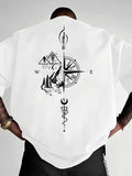 New Summer Geometric and Hill Pattern Men T-shirt Street Style Suitable for Daily Casual Wear Loose Fit 100% Cotton Material Top