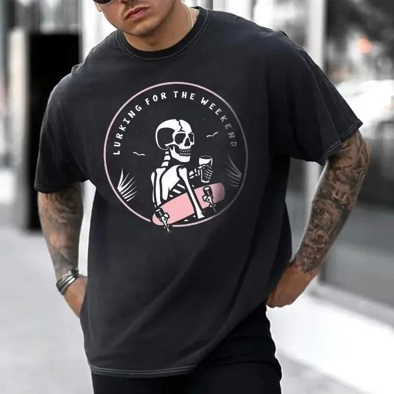 HOT SALE Goth Punk Style Skull Design Man T Shirt Street Rock Hip Hop Street Wear Grunge Rock Heavy Metal Rock Tee Ropa Hombre