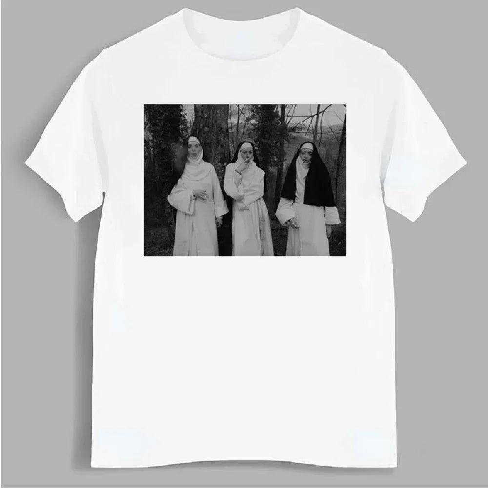 Contrast Nun Smoking Drink HOT Print Summer Men's O-Neck T-shirt Casual Cotton Short Sleeve Pullover Fashion Trend Men Clothing