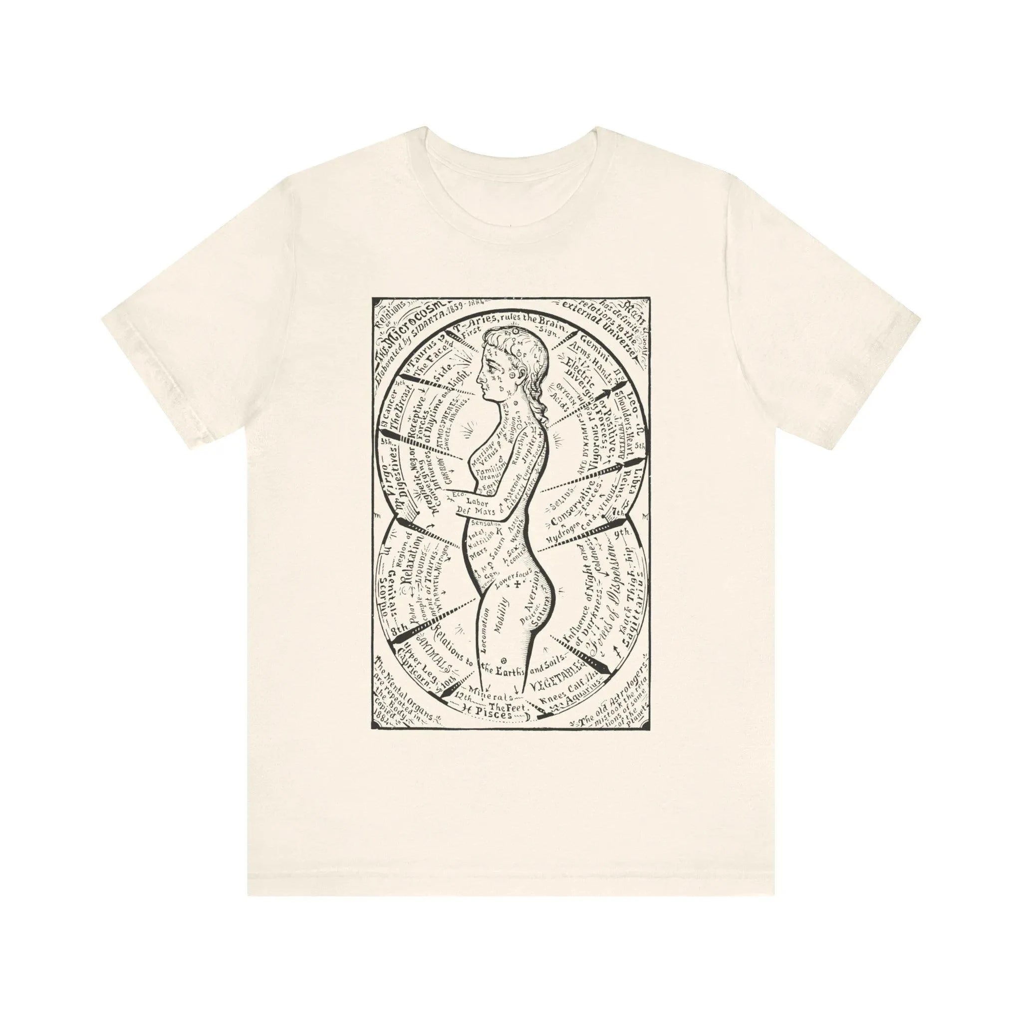 Micro World Retro Art T-shirt Mystery Art T-shirt Horoscope T-shirt Horoscope T-shirt Gothic Creepy Tarot Short-sleeved T-shirt