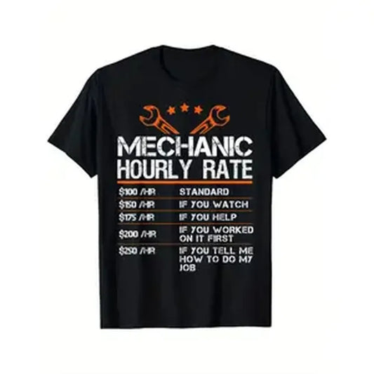 Cotton Golf Gift T-Shirt For Men and Women Funny Mechanic Hourly Rate Auto Repair Mechanic Labor Rates T-Shirt