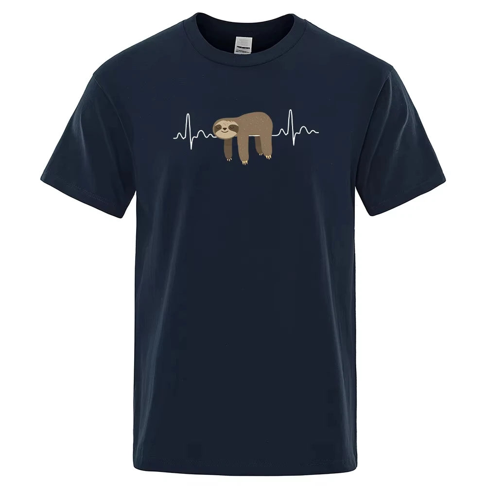 Sloth Lay on The Belly Print Men T Shirt Round Neck Soft T Shirt Comfortable S-XXXXL T Shirt Oversized Casual T Shirt Men