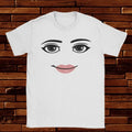 Men's Summer  Pure Cotton Top Robloxs Robot Novel Female Face Game Meme T-shirt Round-neck Short-sleeved Dress for Both Men