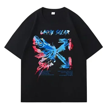 Unisex Graffiti Butterfly Arrow Graphic T Shirt Colorful Splash Print Crew Neck Short Sleeve Oversized Cotton Blend Tee Men Women Streetwear Casual Daily Tops