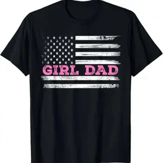 Cotton Casual T-Shirt Girl Dad Father'S Day Dad Daughter, Dad Of Girls Outnumbered T-Shirt Adult Men'S Loose And Comfortable Cotton Graphic Graphic Tees Golf Gift T-Shirt For Men And Women
