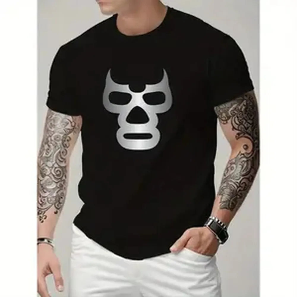 Men's fully printed short-sleeved T-shirt - summer casual crew neck polyester shirt, light and breathable, fashionable full coverage design, suitable for outdoor wear