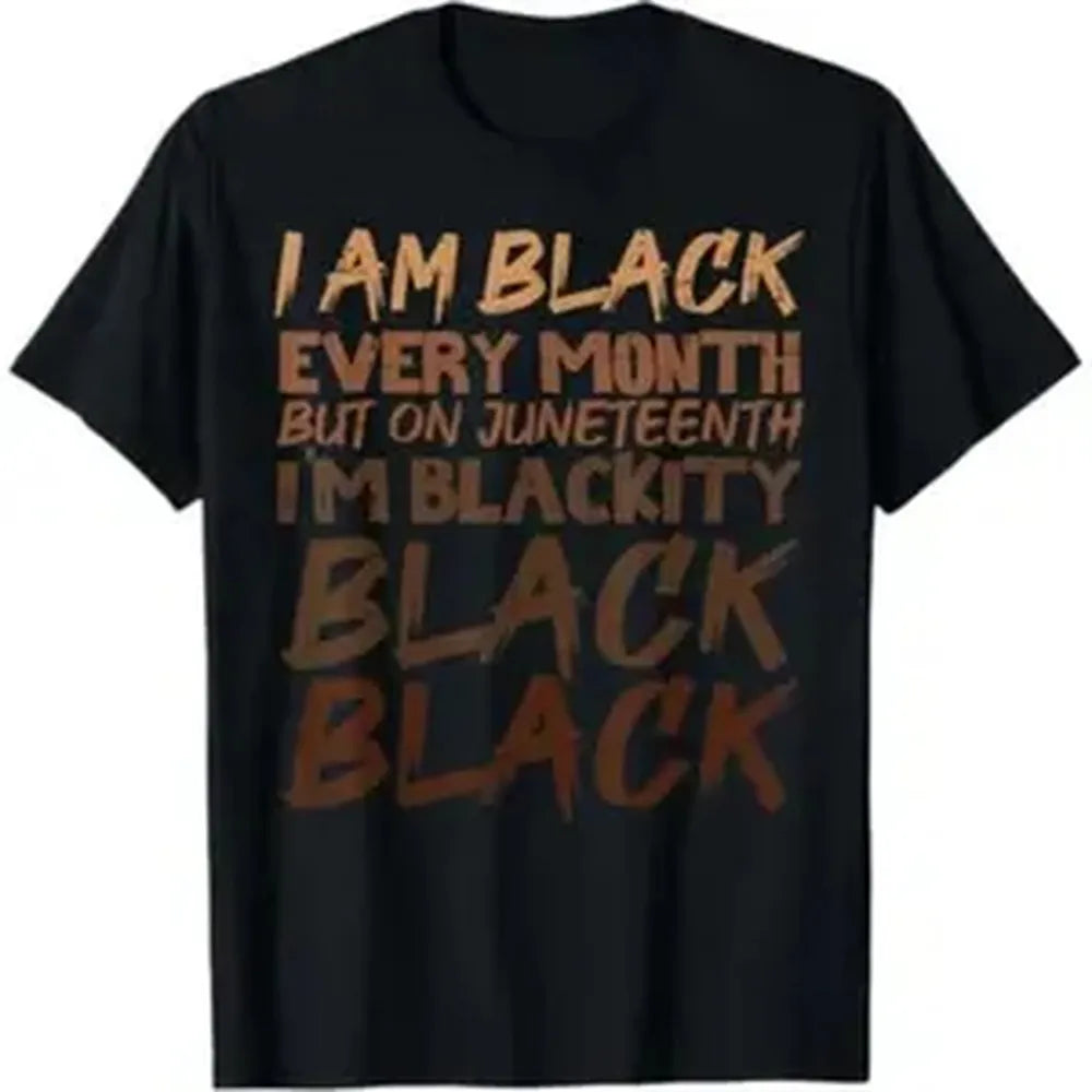 100% Cotton Graphic Tee - Soft, Breathable "I Am Black Every Month" Juneteenth Blackity Vibe Menswear Sports Top for Men, Kids (Sports & Outdoor Clothing)