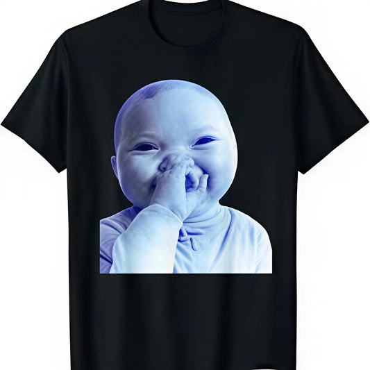 Valentine's Day Gift Cotton Funny AI Baby Holding Laugh Meme Viral Trend T-Shirt