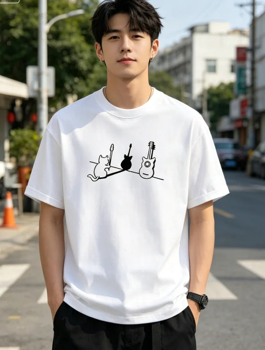 Pure Trendy Brand Short-Sleeved T-Shirt Men'S Casual Versatile Loose Large-Size Top for Men Fashion and Casual Trend T-shirt