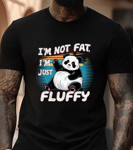 Plus Size Panda T-shirt Fluffy Graphic Print Crew Neck Short Sleeve Men's T-shirt Trendy Versatile Tee for Daily Wear T-shirts