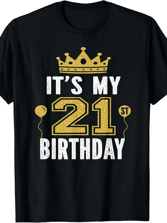 This Is a T-Shirt Designed As a Birthday Gift for Someone Turning 21, Suitable for Both Men And Women. It Features a Similar Style for All And Is Made of 220G Pure, Perfect for The Summer of 2025-2026 with Short Sleeves