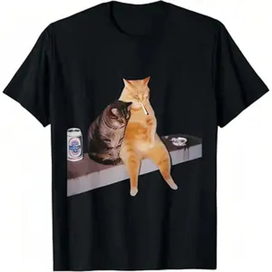 EMO Cat2 Printed Design Unisex Crew neck T-Shirt & Sweatshirt,High-Quality Print,Casual Comfort Breathable Short Sleeve for Streetwear Fashion Men and Women's Top Daily Wear