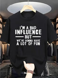 Summer Casual Short Sleeve Round Neck T-Shirt, Slightly Stretchy, Regular Fit, Knitted Fabric, Fashionable Pattern, Adult