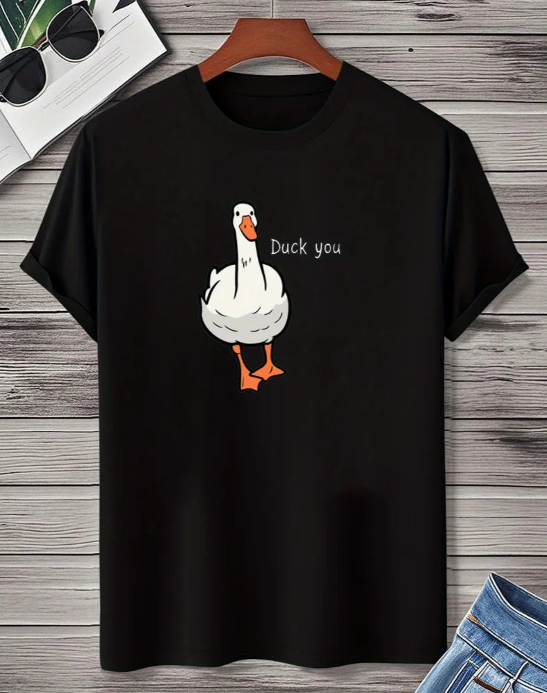 Men's T-Shirt - Casual Crew Neck Short Sleeve Fun Cartoon Duck Print, Perfect Spring Summer Fall Everyday T-Shirt Tee T-Shirt