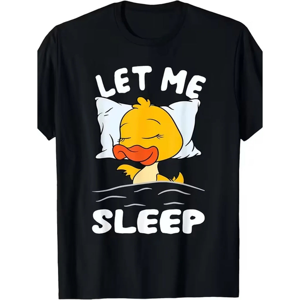 item picture mens black cotton t shirt with sleep duck graphic casual crew neck short sleeve tee regular season funny print shirt for men
