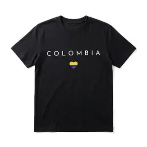 Colombia Flag Heart Men's Graphic TShirt, 100% Cotton Short Sleeve Soft Top, Minimalist Bold Typography Design, for Daily Wear, Streetwear, Casual Gift, Gift for Men, Women and Friends