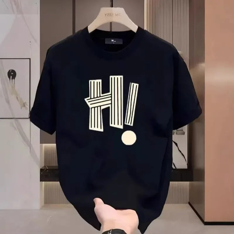Summer new letter versatile short-sleeve T-shirt for men, printed trendy design, unique anime streetwear top