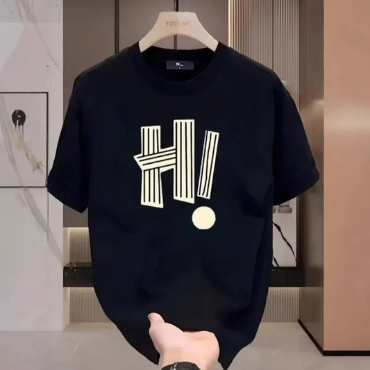 Summer new letter versatile short-sleeve T-shirt for men, printed trendy design, unique anime streetwear top