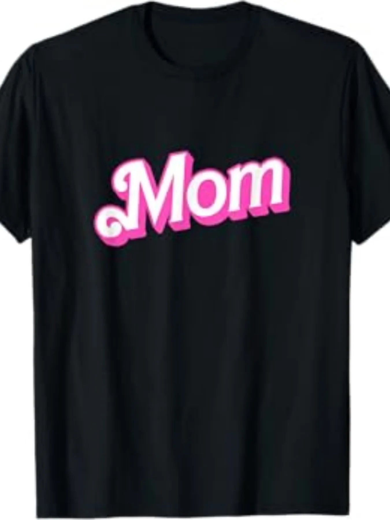 "Mom" Graphic T-Shirt - Stylish Short Sleeve Tee with Crew Neck, Bold White and Pink Design, Perfect for Casual Outings and Casual Attire, Eye-Catching and Comfortable | Ideal Gift for Every Mom | Versatile Cotton Top