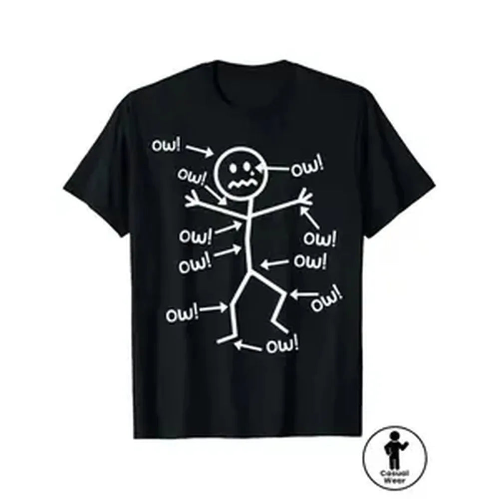 Humorous Chronic Pain Awareness Round Neck Short Sleeve T-Shirt, Summer Casual Everyday Top, Machine Washable Daily Wear
