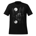 HOT SALE Moonlight Lake View Skeleton Tee - Deer Bone Forest Reflection Scene Tee Image T-shirt Graphic Fashion Casual Soft Tees