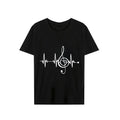 Men's Black Long-sleeved Short-sleeved T-shirt Large Size Summer Top Music Indicator Heart Pattern Interesting Men's T-shirt