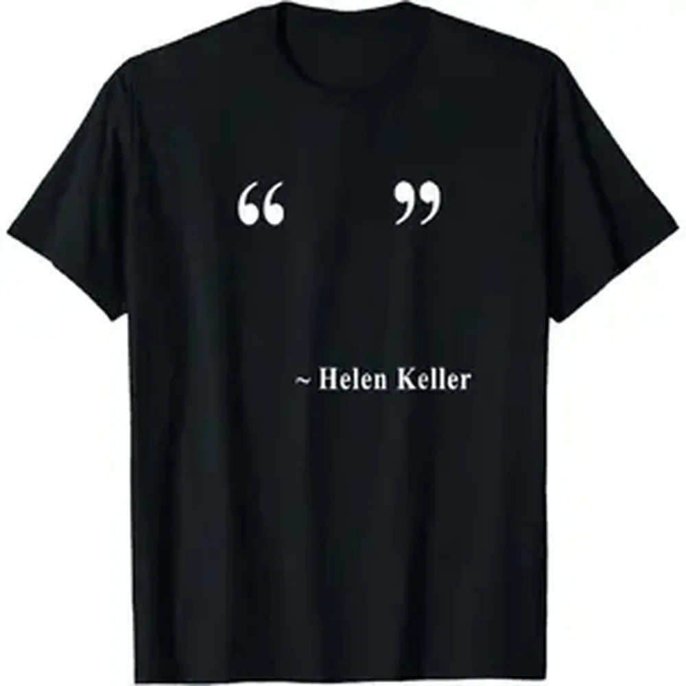 Men's Short-Sleeve Helen Keller Empty Quote Graphic T-Shirt, Sarcastic Funny Meme Top, Soft Cotton Fitted Round-Neck Sports Top, Ideal Gift for Friends, Shortsleeve