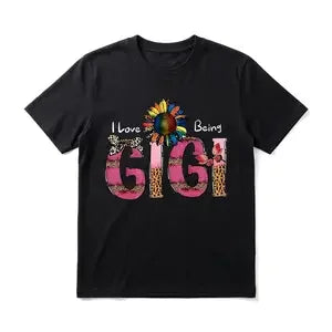 Men Colorful Floral Gigi Graphic T Shirt Soft Short Sleeve Tops Vintage Bold Typography Print Tees Daily Weekend Casual Birthday Gift For Men Women Friends