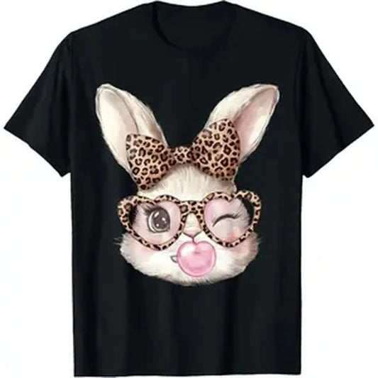 Easter Bunny Cute Glasses Leopard Bunny Rabbit Easter T-Shirt