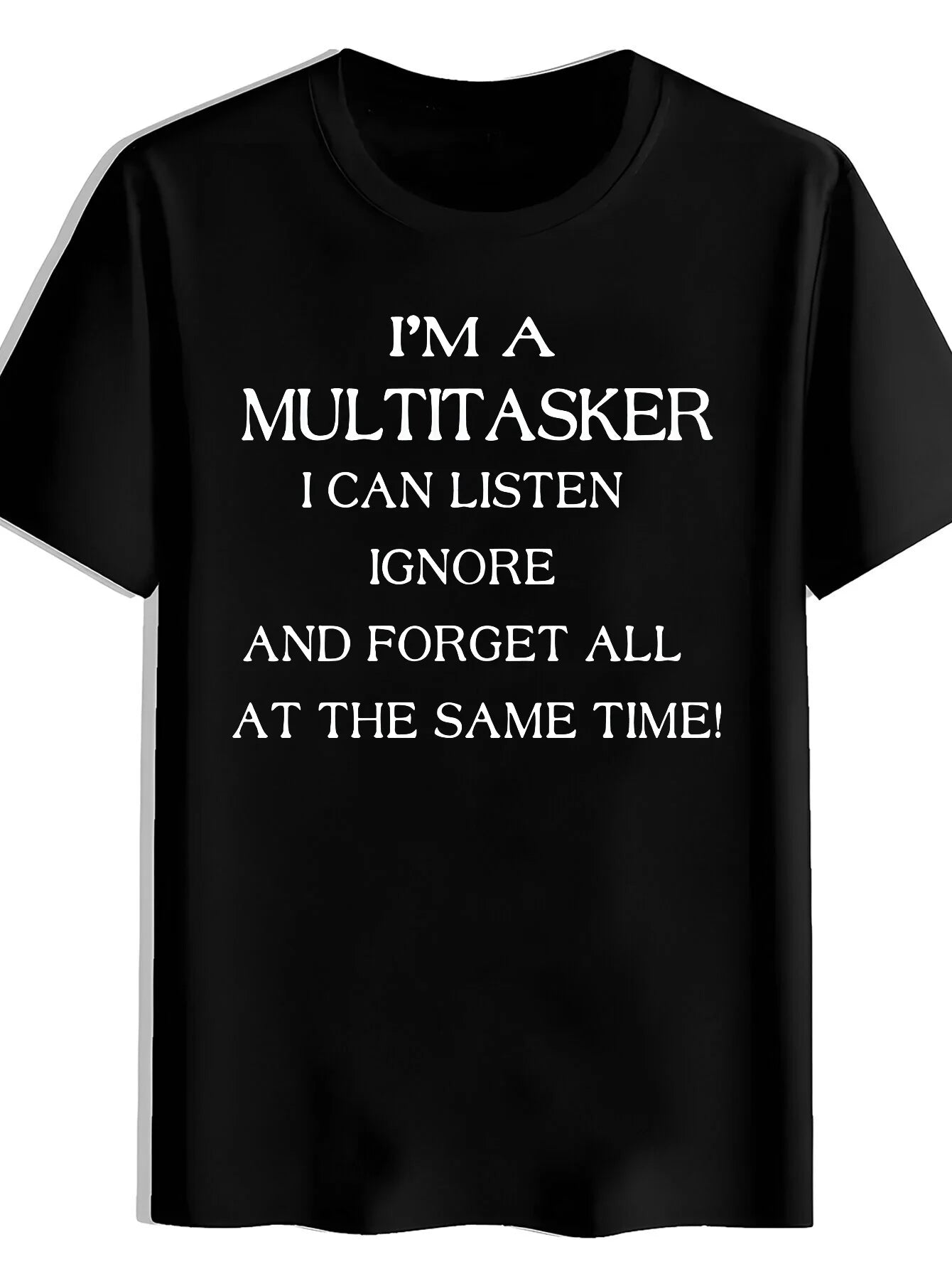 Men's Casual Round-neck T-shirt with Printed Text Pattern, Soft and Comfortable Wrinkle-resistant Top, Machine Washable and Pill-resistant, Quick-drying and Easy-care Short-sleeve T-shirt with High Cost-effectiveness, Durable and Shape-retaining