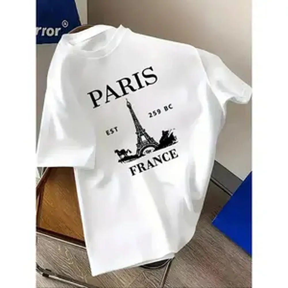 Men's Classic Round Neck Short-Sleeve Print T-Shirt - Regular-Fit, Casual Summer Sports Top with Loose H-Type Silhouette and Moderate-Thickness Fabric