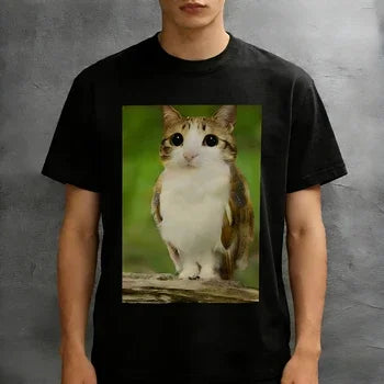 Cat T-shirt Meowl Cute Cat T-shirt Cat and Owl Meme T-shirt Brainrot Meowl Kitty T-shirt Men Women Summer Cotton Breathable Tops