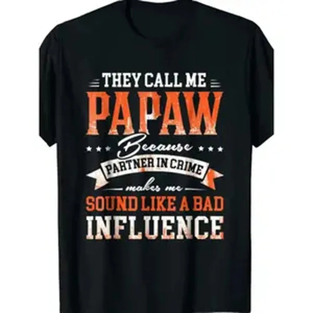 Smooth Cotton Seamless Casual Papaw Sports Top - Humorous Retro Design, "They Call Me Papaw" Quote, Bad Influence Grandpa Graphic