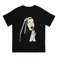HOT SALE Cartoon Nun No Religion with Brooch Man T Shirt Satan Church Anton Lavie Satan Mystery Goth T Shirt Classic Girl Top