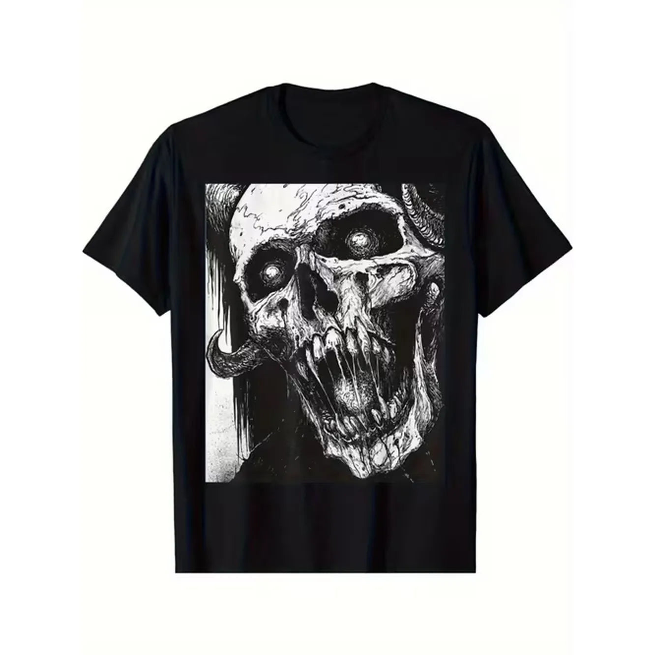 item picture mens gothic skull graphic tee sturdy skull neck shirt comfortable top for daily use halloween stylish gothic attire washable regular fit shirt casual outfit dark aesthetic clothing long lasting fabric top