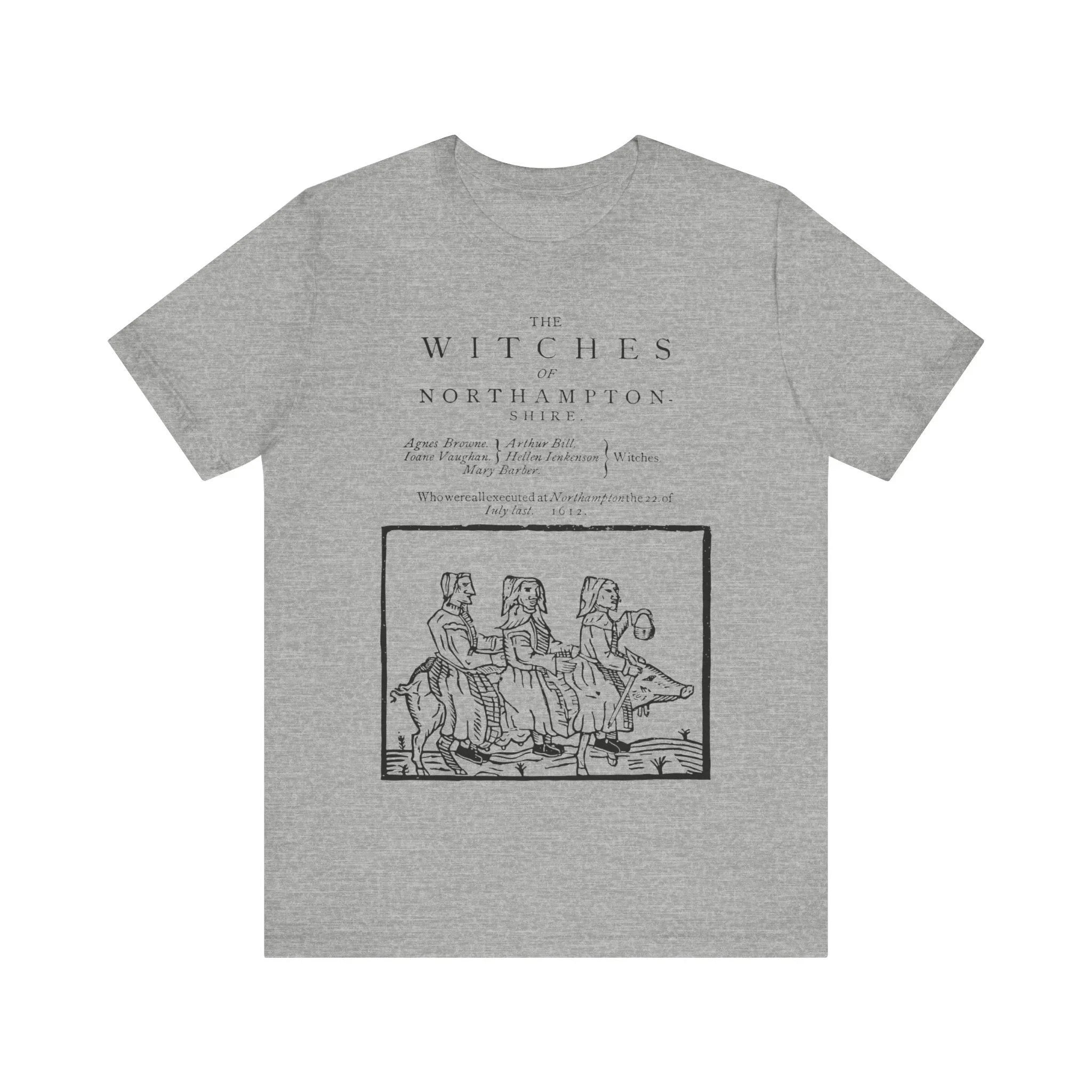 Northamptonshire Witch Witch Trial T-shirt Witch Shirt Witchcraft T-shirt Mystery Black Magic Unisex Short-sleeved T-shirt