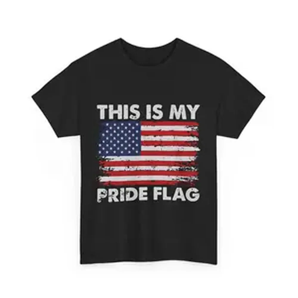 Men's Smooth Crew Neck Short-Sleeve American Flag Graphic Tshirt - Bold Print, Seamless Cotton Fabric, Foldable, Casual Sports & Outdoor Clothes Top