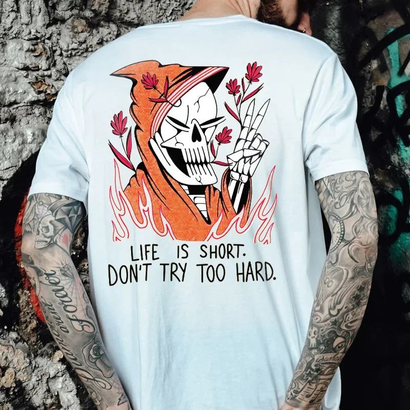 HOT SALE Goth Harajuku Skull Print Man T-shirt Street Rock Hip Hop Shirt Grunge Heavy Metal Rock Top Oversize Camiseta Hombre