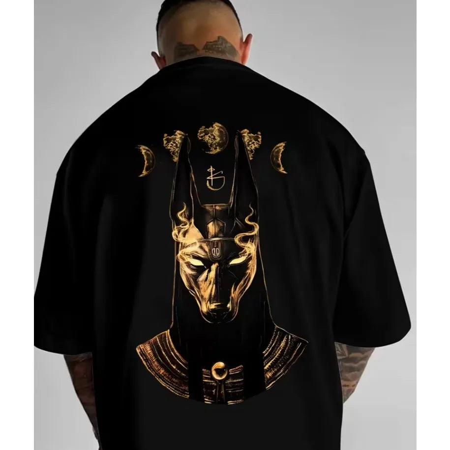 Dark Style Round Neck T-Shirt, Ancient Egyptian Mythology Mummy Creation Guardian Shirt Summer OutdoorRound Neck T-Shirts