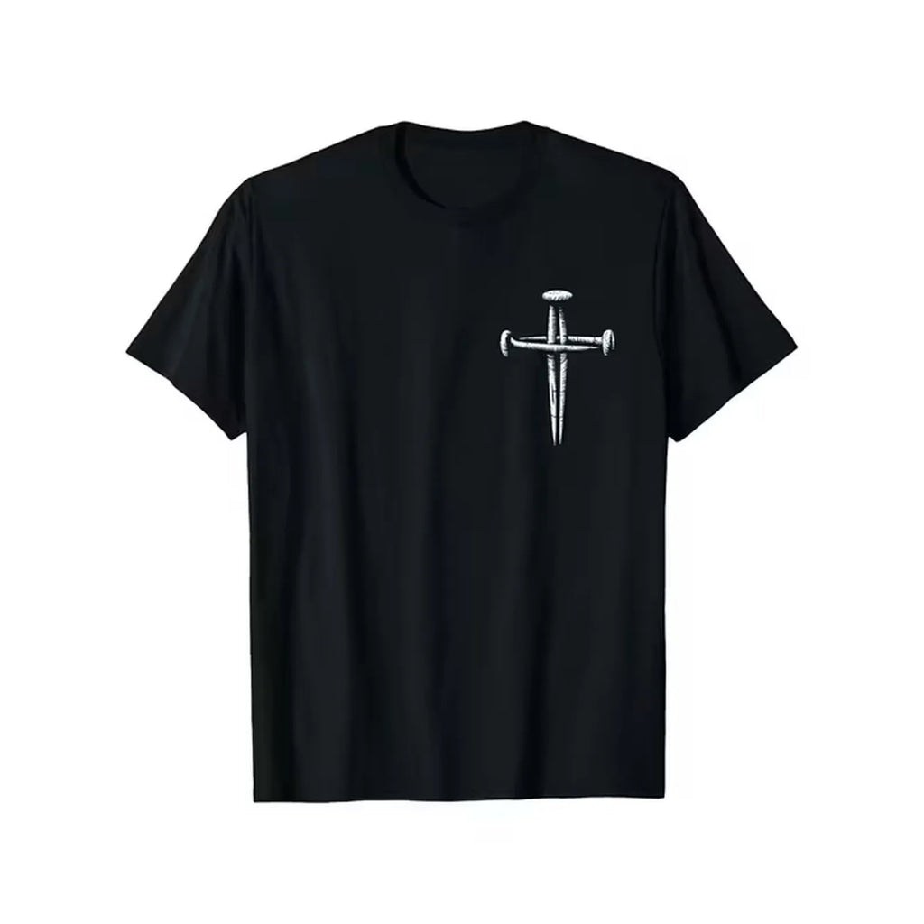 item picture mens black christian cross t shirt with cross print short sleeve round neck casual tee durable digital sublimation for church casual attire religious events for wear