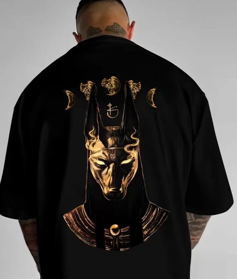 Dark Style Round Neck T-Shirt, Ancient Egyptian Mythology Mummy Creation Guardian Shirt Summer OutdoorRound Neck T-Shirts