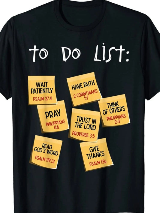 Christian Bible Verse T-Shirt · Men's Plus Size · Round Neck Loose Fit · Black Faith Apparel | Featuring Inspirational Bible Quotes - Casual Sportswear | Machine Washable - Suitable for Church, Everyday Wear