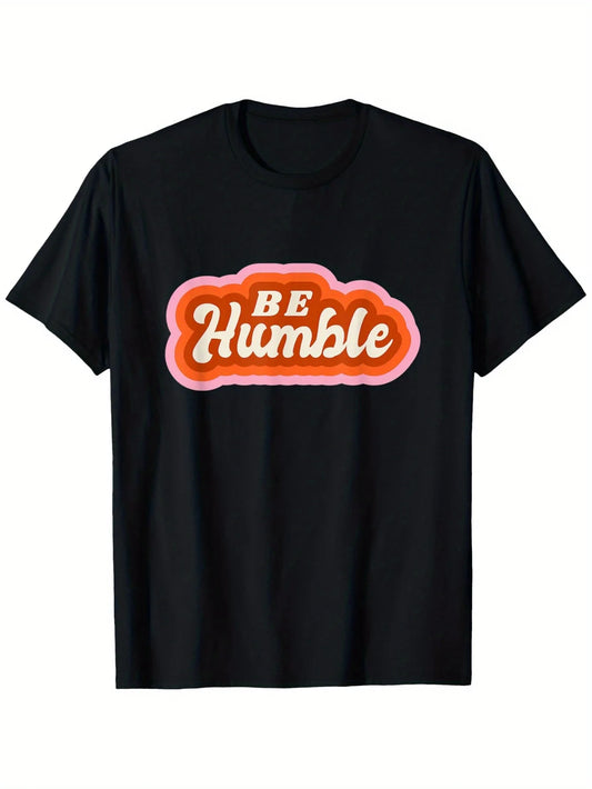 Retro Men's Black Graphic T-Shirt Humble Slogan Bubble Letter Print Orange Pink Layered Typography Vintage Graphic 100% Cotton Heavyweight Short Sleeve Casual Streetwear Tee