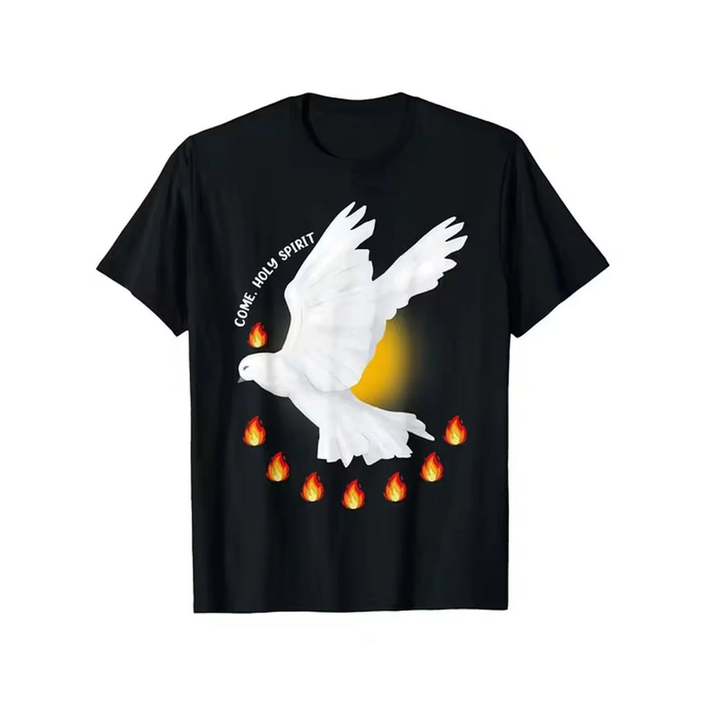 item picture mens christian come pentecost t shirt black with flame prayer text soft breathable cotton church worship apparel short sleeve casual faith shirt for spiritual clothing