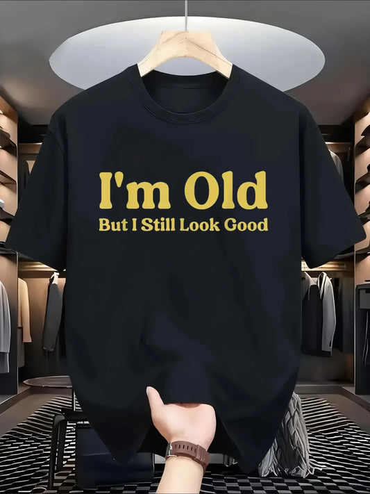 [Black T-Shirt Golden] Plus Size, I'M Getting Older, But I Still Look Good. Black T-Shirt with Golden Lettering, Casual And Stylish Design, Very Suitable for Everyday Wear, a Unique T-Shirt