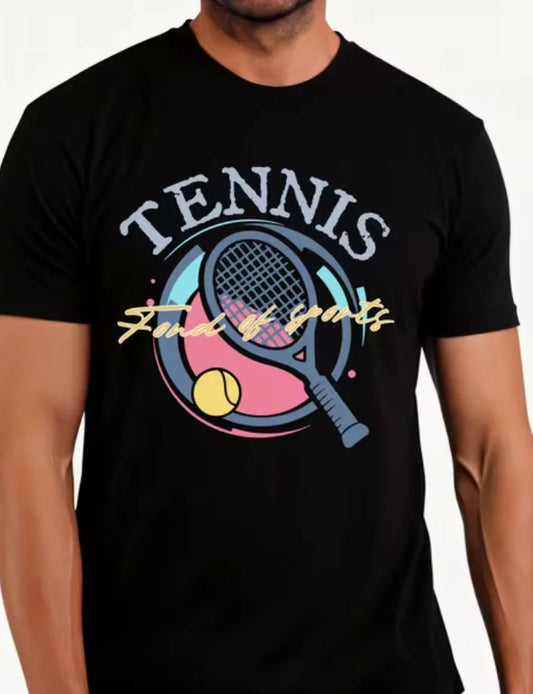 Casual Sporty Style Men'S T-Shirt Tennis and Sports Graphic Summer Wear Gift for Tennis Enthusiasts T-Shirts